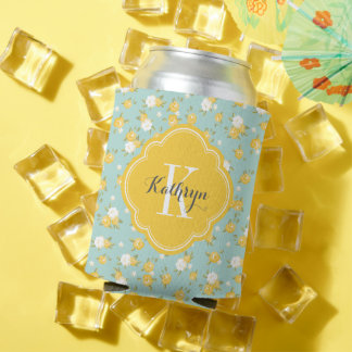 Rafraîchisseur Pour Canette Monogramme Vintage jaune et menthe
