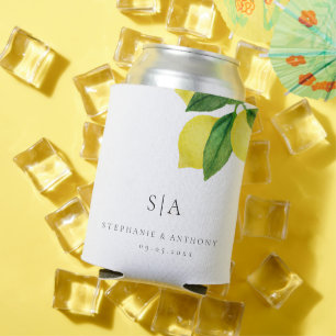 Rafraîchisseur Pour Canette Monogrammes Citrus citron Mariage de verdure