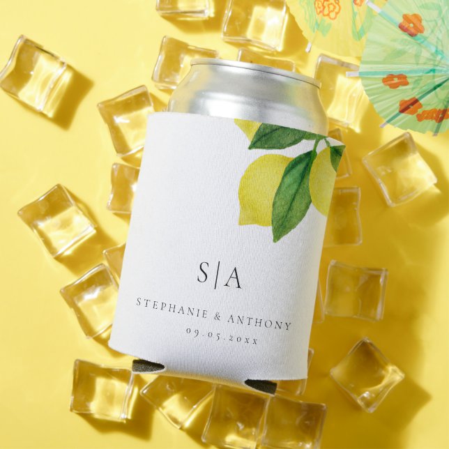 Rafraîchisseur Pour Canette Monogrammes Citrus citron Mariage de verdure (Été in situ)