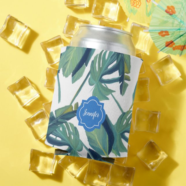 Rafraîchisseur Pour Canette Monographie feuille de palme d'aquarelle tropicale (Été in situ)