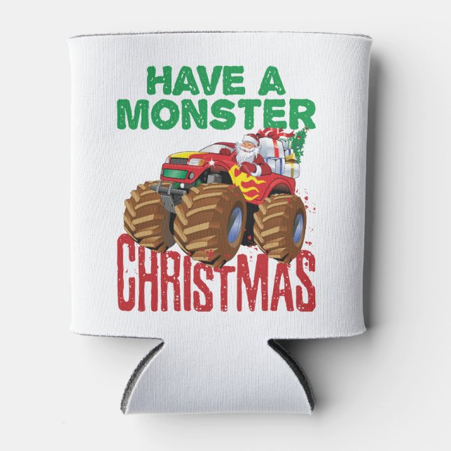 Rafraîchisseur Pour Canette Monster Truck Noël Santa Claus Garçons Enfants (Devant)