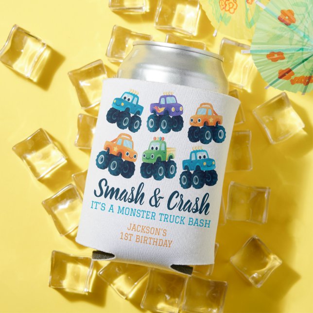 Rafraîchisseur Pour Canette Monster Truck Smash et Crash Anniversaire (Été in situ)