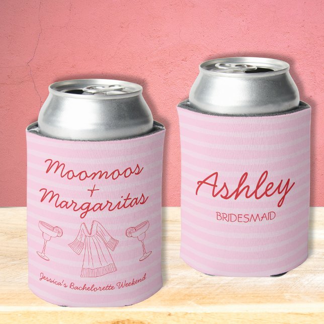 Rafraîchisseur Pour Canette Moomoos & Margaritas Bachelorette rose et rouge (Moomoos & Margaritas Pink & Red Bachelorette Can Cooler)