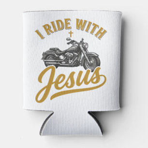 Rafraîchisseur Pour Canette Motard Chrétien Je Roule Avec Jésus Vintage Moto