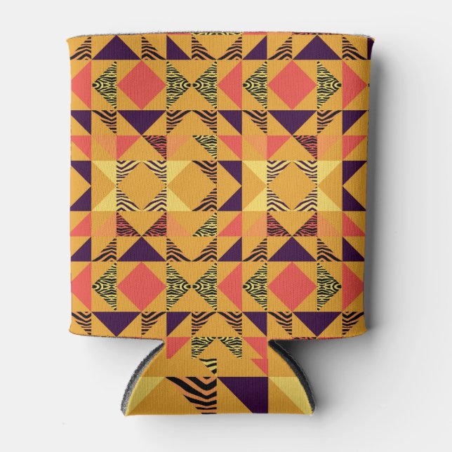 Rafraîchisseur Pour Canette Motif Abstrait Memphis Pastel Triangle. (Devant)