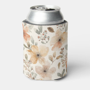 Rafraîchisseur Pour Canette Motif botanique floral aquarelle pêche beige