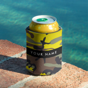 Rafraîchisseur Pour Canette Motif Camouflage Jaune et Marron Personnalisé Votr