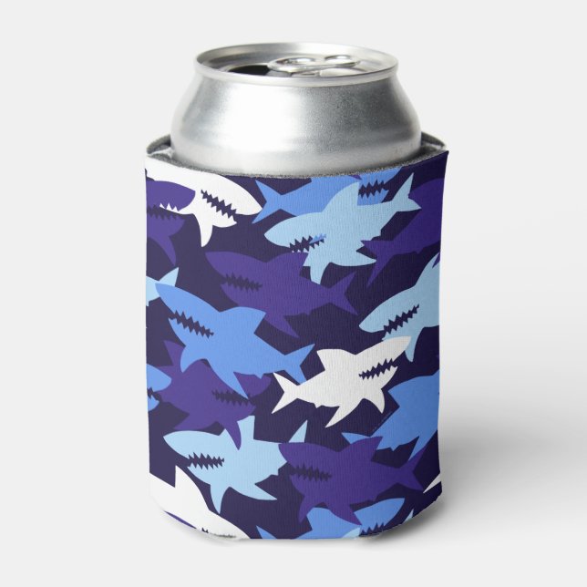 Rafraîchisseur Pour Canette Motif Camouflage requins bleus (Can devant)