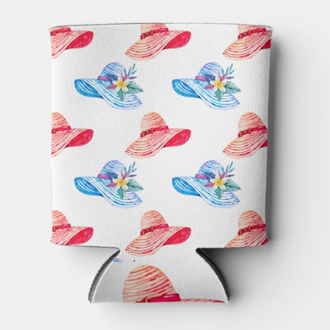 Rafraîchisseur Pour Canette Motif Casquette D'Été Bleu Et Rouge (Devant)