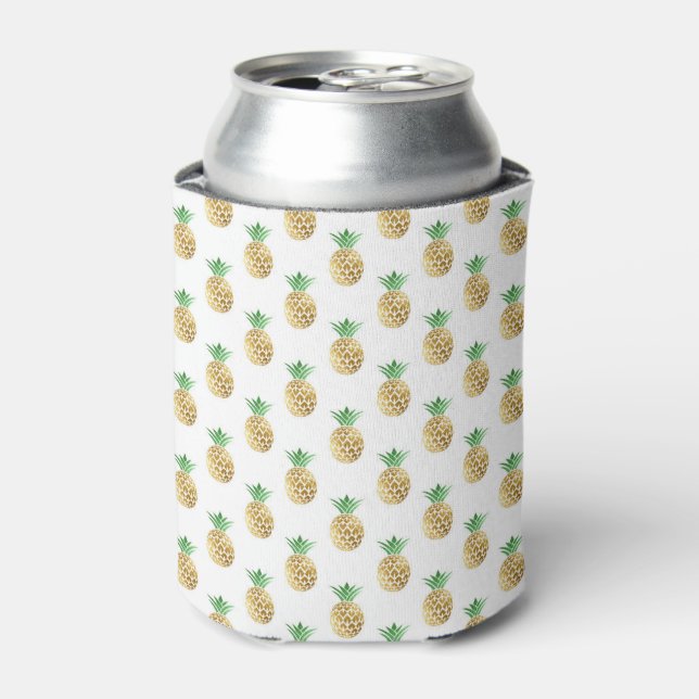 Rafraîchisseur Pour Canette Motif d'ananas Tropical Hawaiian Gold Foil (Can devant)