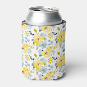 Rafraîchisseur Pour Canette Motif d'aquarelle jaune et bleu
