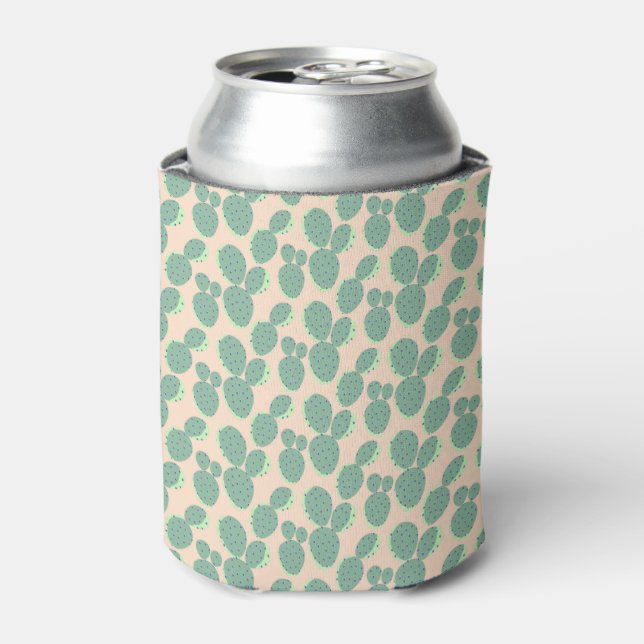 Rafraîchisseur Pour Canette Motif de cactus vert et rose (Can devant)