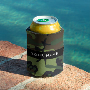 Rafraîchisseur Pour Canette Motif de camouflage vert, Votre nom, Personnaliser