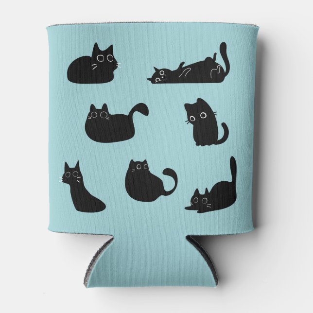 Rafraîchisseur Pour Canette Motif de chats noirs (Devant)
