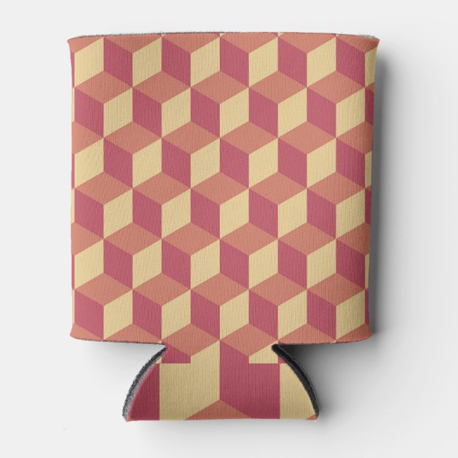 Rafraîchisseur Pour Canette Motif de Cube rouge orange Abstrait (Devant)