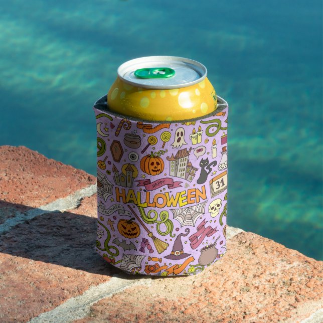 Rafraîchisseur Pour Canette Motif de doodle Halloween mignon (Piscine in situ)