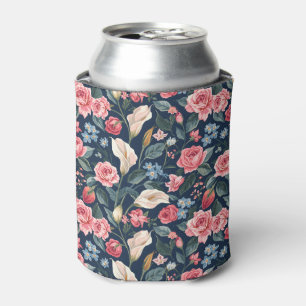 Rafraîchisseur Pour Canette Motif de jardin floral bleu marine romantique