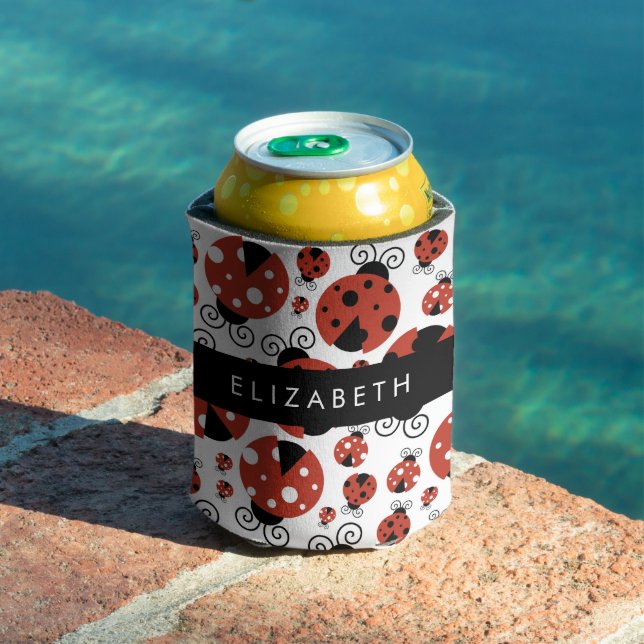 Rafraîchisseur Pour Canette Motif De Ladybugs, Red Ladybugs, Votre Nom (Piscine in situ)