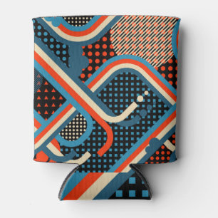 Rafraîchisseur Pour Canette Motif de Memphis, bandes de couleurs modernes, rét