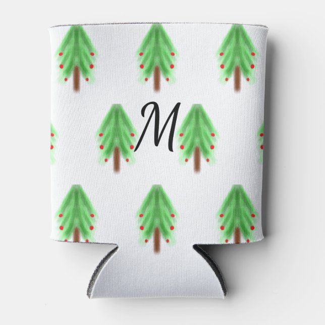 Rafraîchisseur Pour Canette Motif de Noël simple aquarelle ajouter monogramme (Devant)