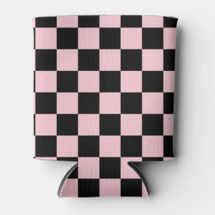 Rafraîchisseur Pour Canette Motif de tableau de chèques Pastel Black Pink