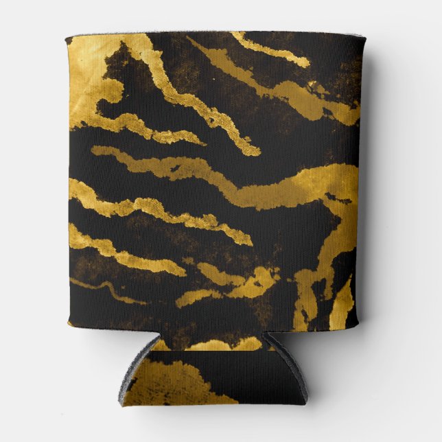 Rafraîchisseur Pour Canette Motif de teinture à tarte en or Zebra (Devant)