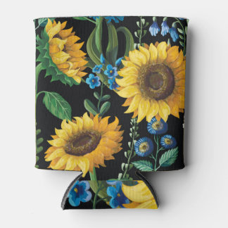 Rafraîchisseur Pour Canette Motif de tournesol Arrière - plan noir