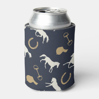 Rafraîchisseur Pour Canette Motif des chevaux anglais or et ivoire