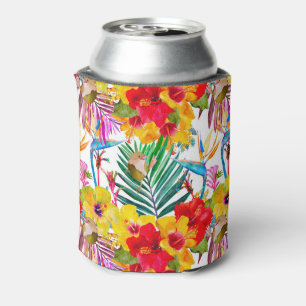 Rafraîchisseur Pour Canette Motif d'été à l'Hibiscus Tropical
