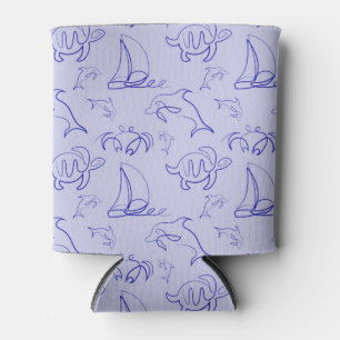 Rafraîchisseur Pour Canette Motif d'une ligne d'animal marin et voilier
