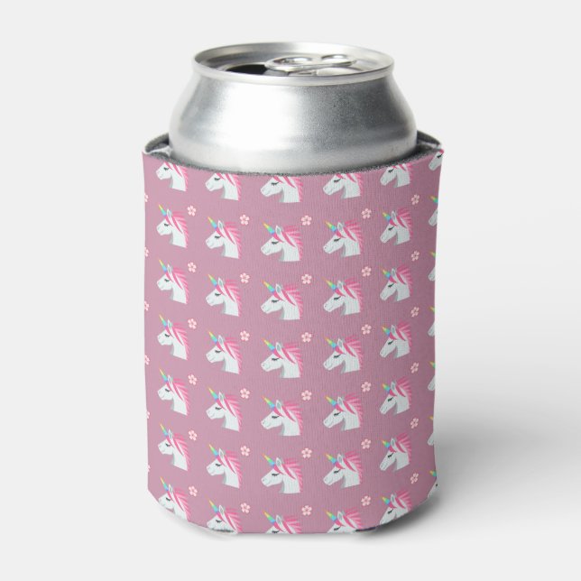 Rafraîchisseur Pour Canette Motif Emoji Fleur Unicorne Rose Cute Girl (Can devant)