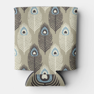 Rafraîchisseur Pour Canette Motif en plumes de paon, style vintage.