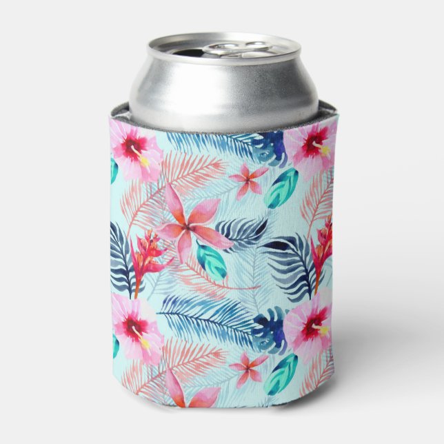 Rafraîchisseur Pour Canette Motif floral bleu tropical peut refroidir (Can devant)