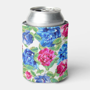 Rafraîchisseur Pour Canette Motif floral rose et bleu vif joli