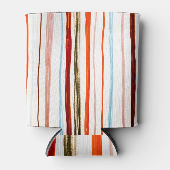 Rafraîchisseur Pour Canette Motif Lignes rouges : Pinceau horizontal (Devant)