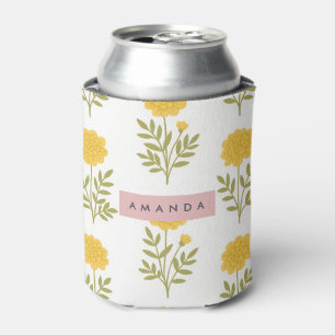 Rafraîchisseur Pour Canette Motif personnalisé de fleur jaune et de feuille ve