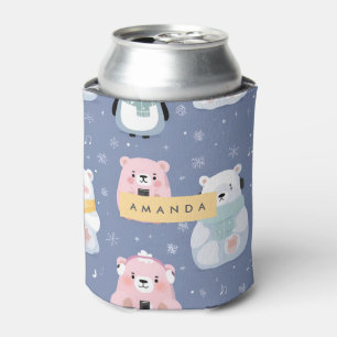 Rafraîchisseur Pour Canette Motif personnalisé d'ours et de manchot mignons po