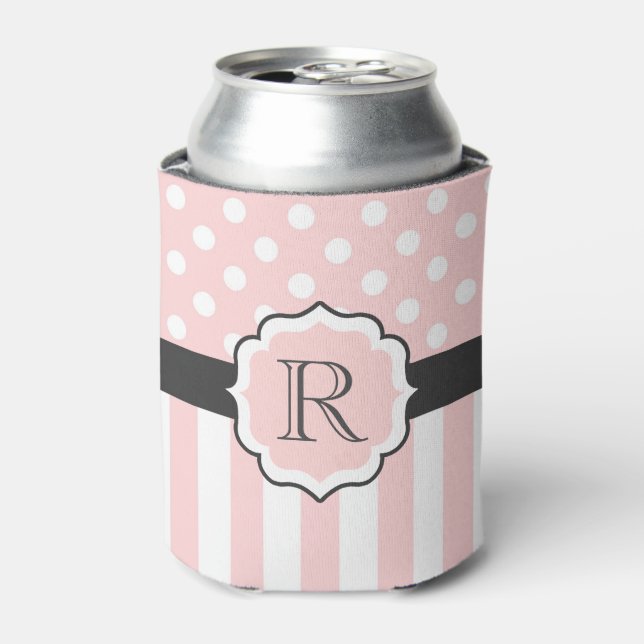 Rafraîchisseur Pour Canette Motif points et rayures roses (Can devant)