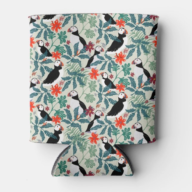 Rafraîchisseur Pour Canette Motif Puffin Beige Chaud (Devant)