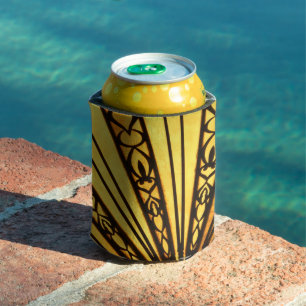 Rafraîchisseur Pour Canette Motif rayonnant jaune et noir