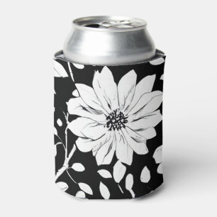 Rafraîchisseur Pour Canette Motif sans couture de fleurs simples noir et blanc