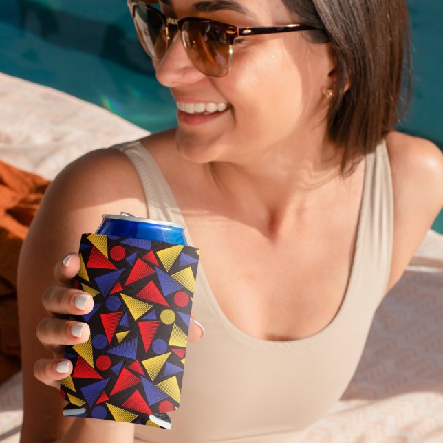 Rafraîchisseur Pour Canette Motif triangle multicolore (multicolor geometric triangle cooler)