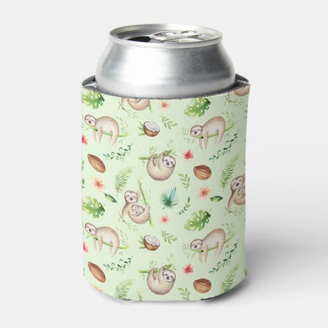 Rafraîchisseur Pour Canette Motif Tropical Coconut Sloth (Can devant)