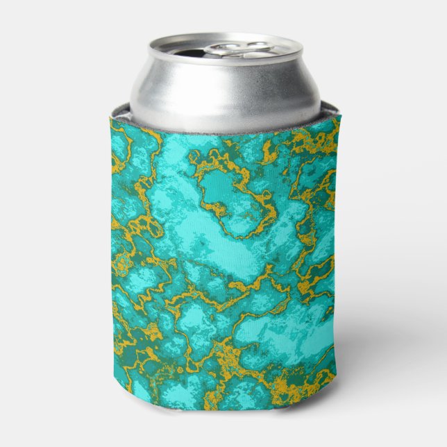 Rafraîchisseur Pour Canette Motif Turquoise et Or (Can devant)