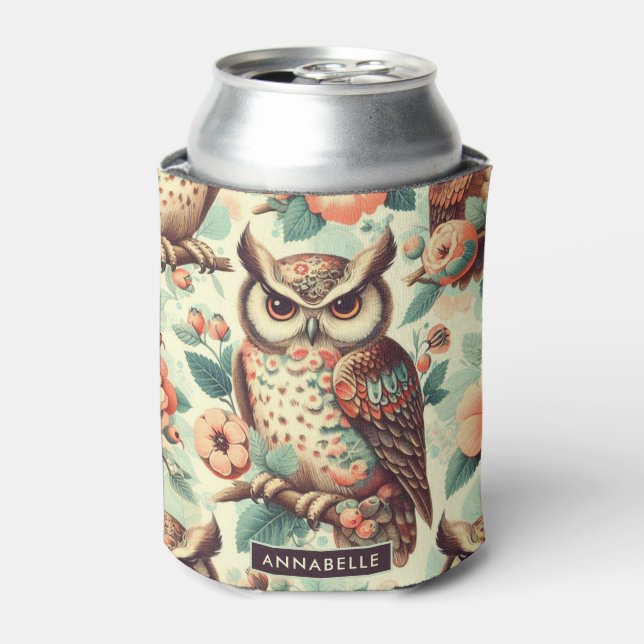 Rafraîchisseur Pour Canette Motif vintage Cute Owl (Can devant)