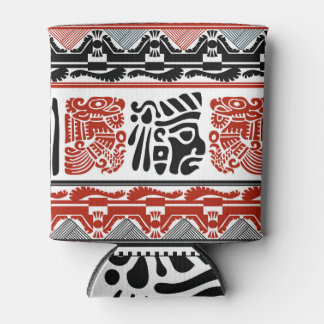 Rafraîchisseur Pour Canette Motifs indiens, rouge noir, motif sans couture.