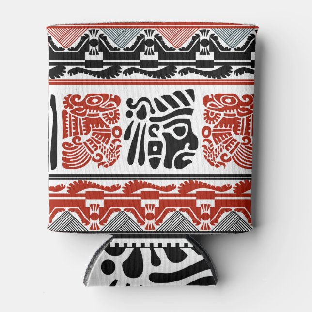 Rafraîchisseur Pour Canette Motifs indiens, rouge noir, motif sans couture. (Devant)