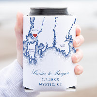 Mystic CT Map Elégant Marine Blue Wedding Favorise