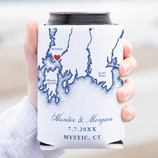 Rafraîchisseur Pour Canette Mystic CT Map Elégant Marine Blue Wedding Favorise