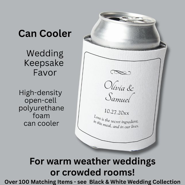 Rafraîchisseur Pour Canette Names Date Message Black White Infinity  (Créateur téléchargé)